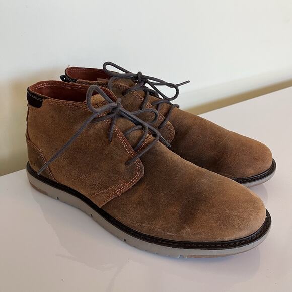 TOMS Men's Navi Moc Chukka Mens Leather/Suede Lace Up Brown Boots, Size 11 - Picture 1 of 9